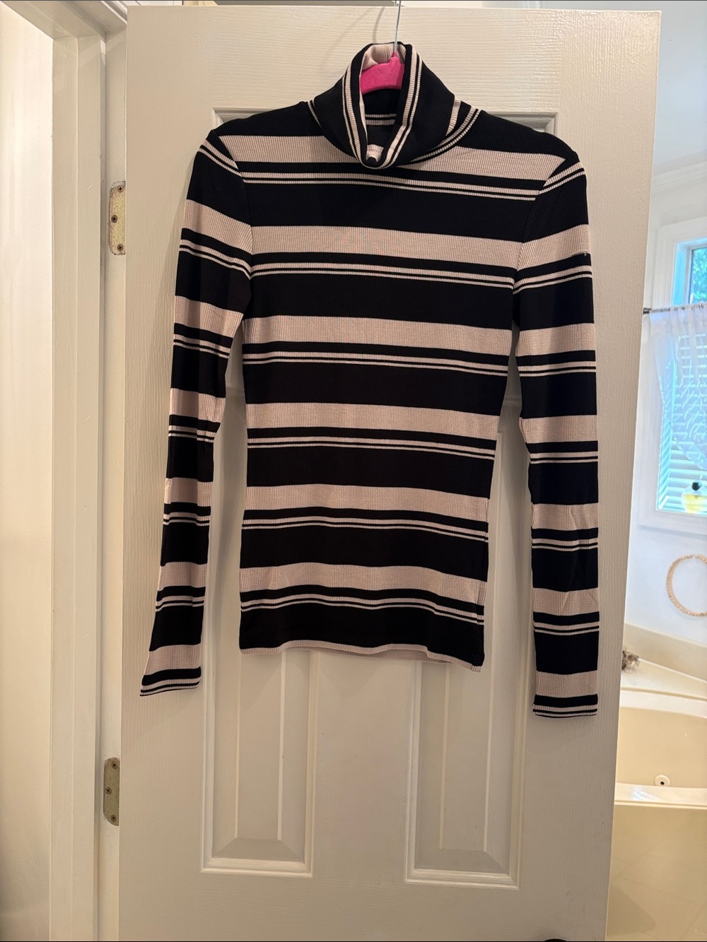 Sanctuary Black & Cream Striped Turtleneck Sweater